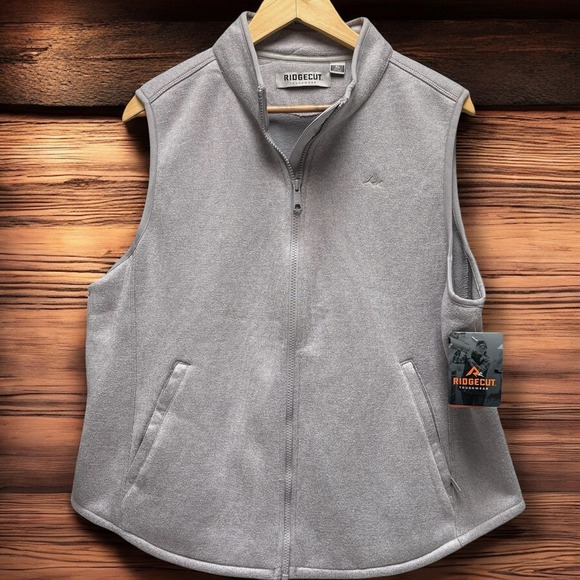 Men's Heathered Gray Ridgecut Zip Front Fleece Vest Sz‎ XL - Picture 1 of 7